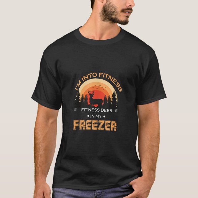 Camiseta Caçando, sou Malhação Caçador Engraçado Deer Freez (Frente)