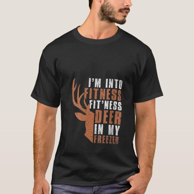 Camiseta Caçando, sou Malhação Caçador Engraçado Deer Freez (Frente)