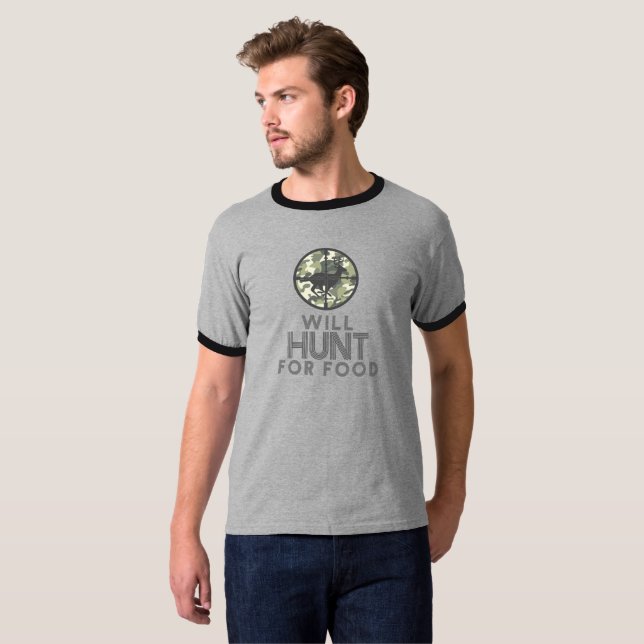 Camiseta Caçará para cervos da comida na caça do espaço (Frente Completa)
