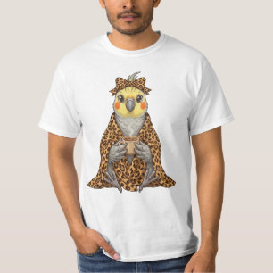 Camiseta Cacatua Aconchegante em Cobertor Estampado de Leop