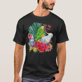 Camiseta Cacatua Branco e Periquitos Floral