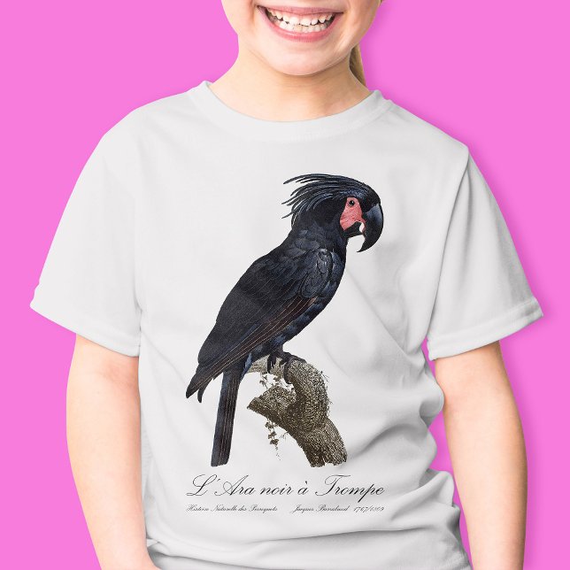 Camiseta Cacatua-de-bico-longo, Probosciger aterrimus papag (L' Ara Noir a Trompe / Palm Cockatoo. Girl Basic White T-Shirt)
