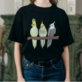 Camiseta Cacatuas Domésticas Fofas em um Poleiro para Amant