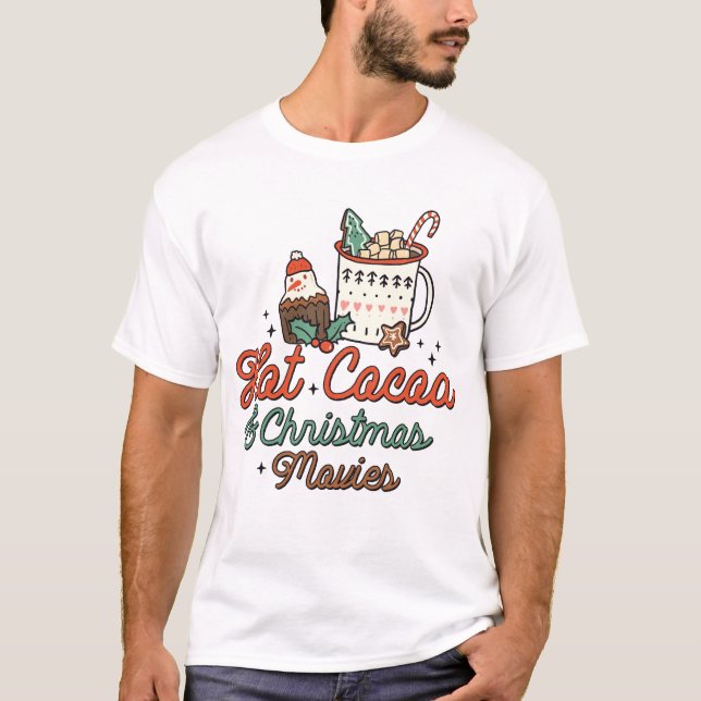 Camiseta Cacau Quente E Filmes De Natal Retroativos (Frente)