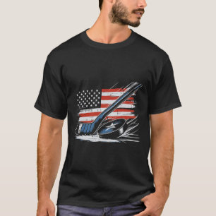 Camiseta Cacete de Hóquei no Gelo de 4 de Julho Puck Bandei