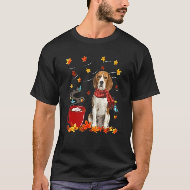 Camiseta Cachecol de Cachorro Beagle Outono Chocolate (Frente)