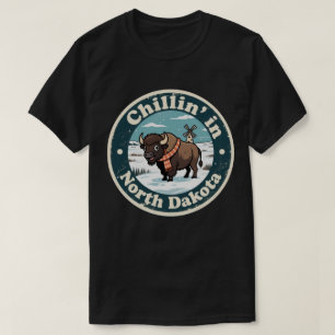 Camiseta Cachecol Engraçado de Bisonte de Dakota do Norte V