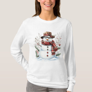 Camiseta Cachecol Xadrez Clássico de Aquarela de Boneco de