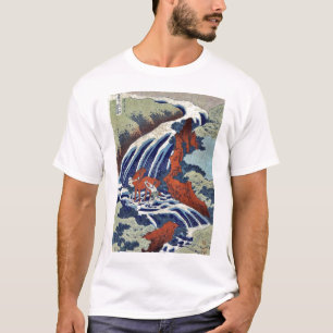 Camiseta Cachoeira de Yoshitsune Umarai por Katsushika,