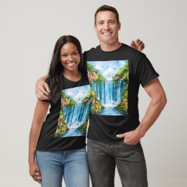 Camiseta Cachoeira pintada à aquarela