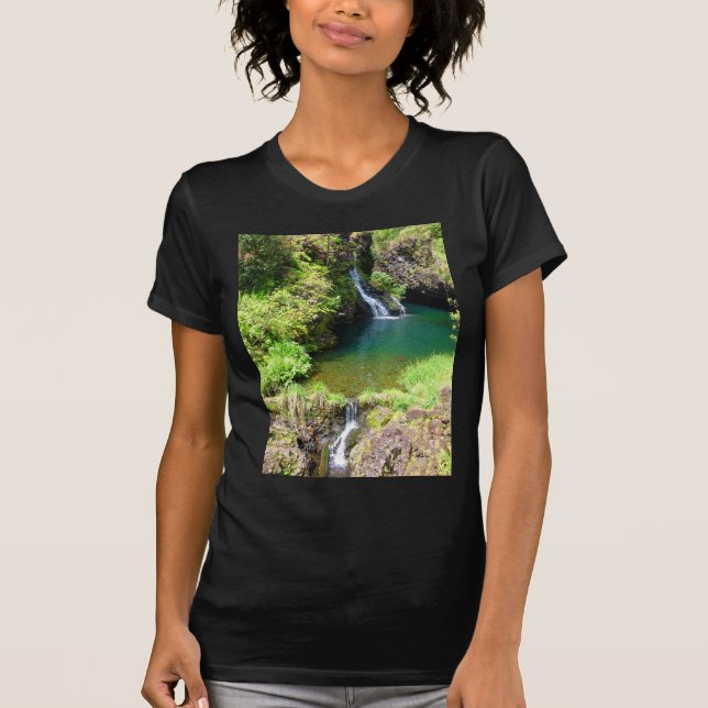 Camiseta Cachoeiras ao longo da estrada a Hana, Maui, Havaí (Frente)