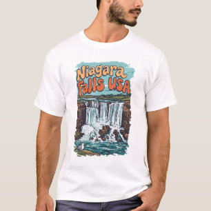Camiseta Cachoeiras de Niagara NY EUA Paisagem Retro Fofa