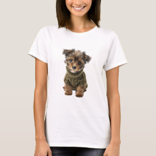 Camiseta Cachorrinho Adorável e Fofo em um Tricô Verde Acon