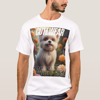 Camiseta Cachorrinho adorável no Jardim Floral – Estética F