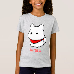Camiseta Cachorrinho Branco Minimalista com Bandana Vermelh