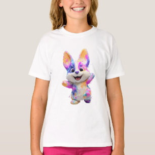 Camiseta Cachorrinho Corgi Colorido com Tinta para Crianças