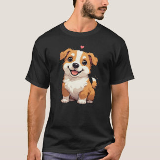 Camiseta Cachorrinho Corgi Feliz com Coração Flutuante - Su