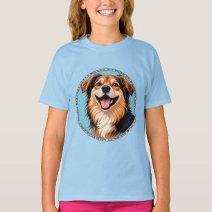 Camiseta Cachorrinho de Desenho Adorável com Olhos Brilhant