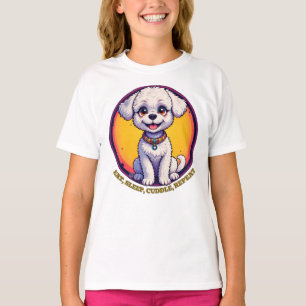 Camiseta Cachorrinho de Desenho Adorável com Olhos Brilhant