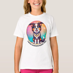 Camiseta Cachorrinho de Desenho Animado Adorável com Olhos 