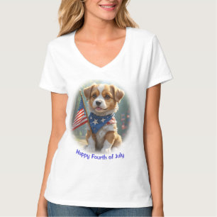 Camiseta cachorrinho fofo quatro de julho