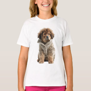 Camiseta Cachorrinho Lenço Aconchegante Crianças