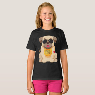 Camiseta Cachorrinho Pug Cartoon Meninas