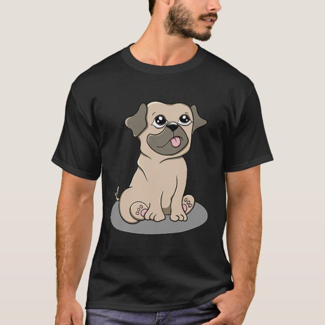 Camiseta Cachorrinho pug fofo Clássico  221 (Frente)