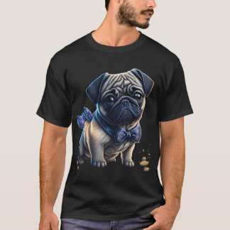 Camiseta Cachorrinho Pug Fofo Com Laço