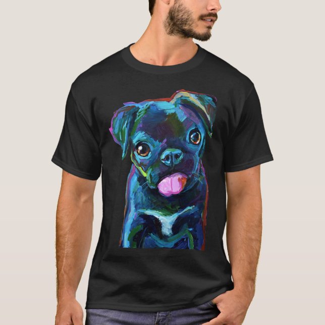CAMISETA CACHORRINHO PUG PRETO FOFO 624 (Frente)