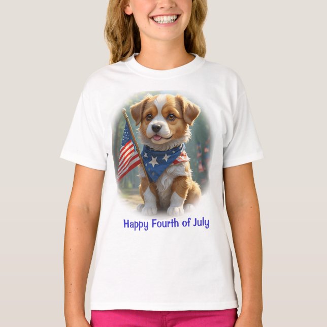 Camiseta Cachorrinho Quatro de Julho (Frente)