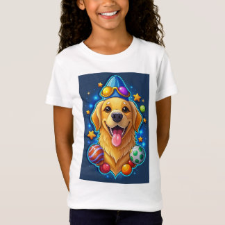 Camiseta Cachorrinho Retriever Dourado Mágico com Estrelas