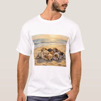 Camiseta Cachorrinhos Na Praia