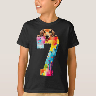 Camiseta Cachorro 7 Anos Dachshund Aniversário