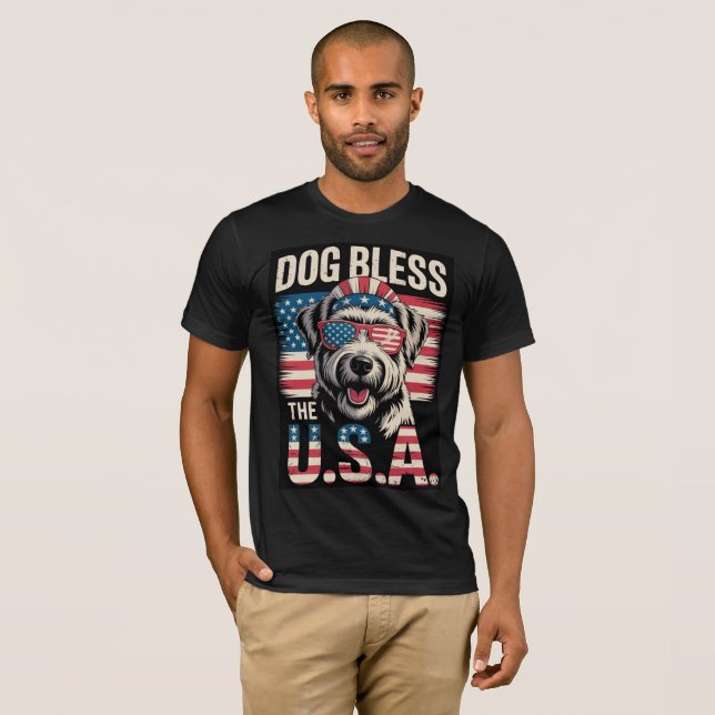 Camiseta Cachorro Abençoe os EUA (Frente Completa)