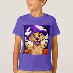 Camiseta Cachorro Adorável com Chapéu de Bruxa