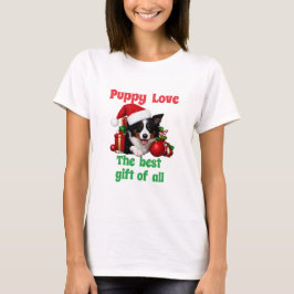 Camiseta Cachorro Adorável de Natal Com Amor