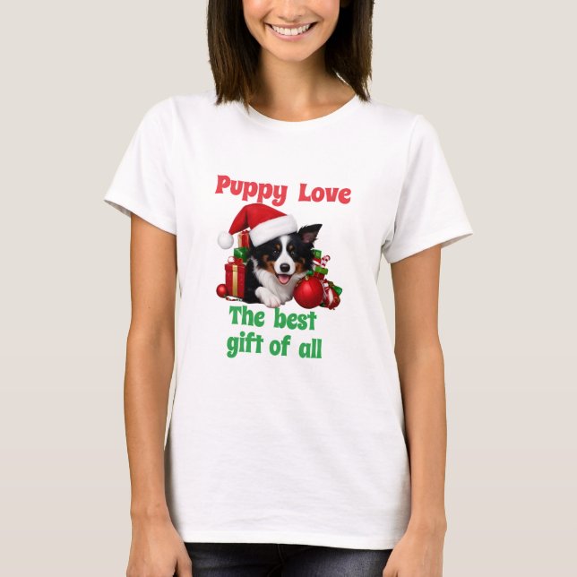 Camiseta Cachorro Adorável de Natal Com Amor (Frente)