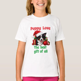 Camiseta Cachorro Adorável de Natal Com Amor
