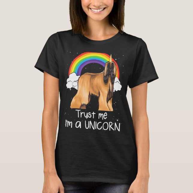 Camiseta Cachorro Afghan Hound Arco-íris Confie Em Mim Sou  (Frente)