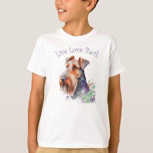 Camiseta Cachorro Airedale Fofo Floral