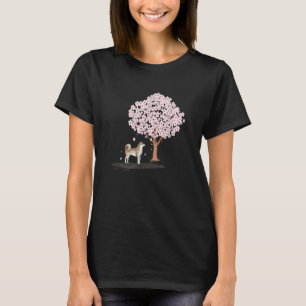 Camiseta Cachorro Akita Shiba Inu Flor de Cerejeira Japones