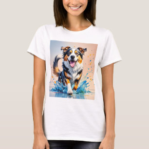 Camiseta Cachorro alegre e alegre e divertido, salgado