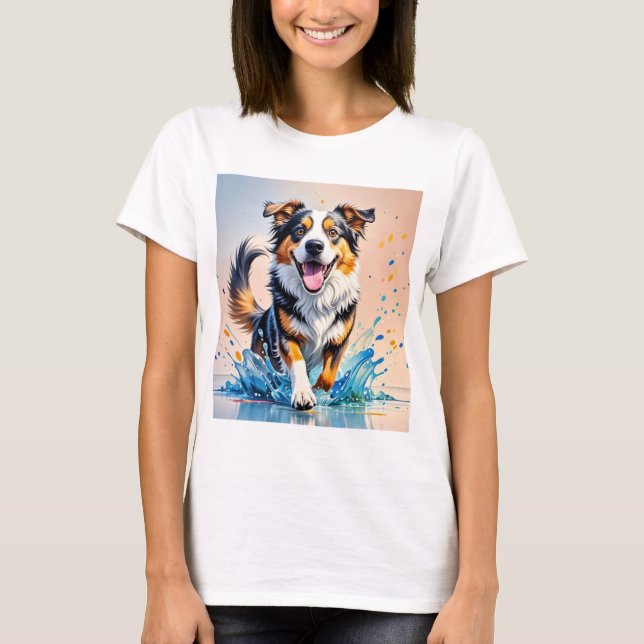 Camiseta Cachorro alegre e alegre e divertido, salgado (Frente)