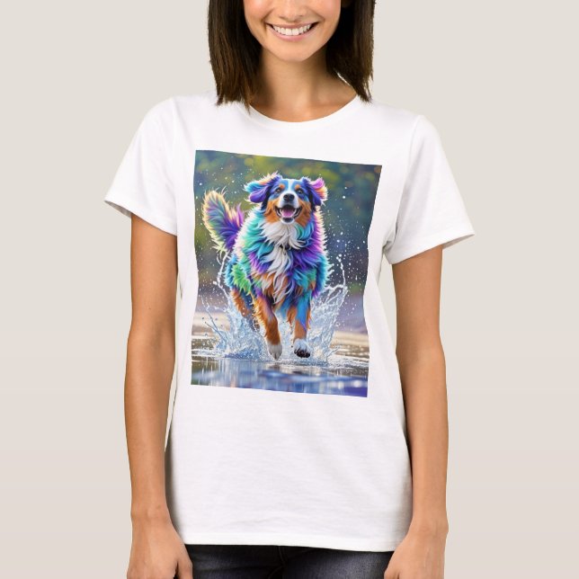 Camiseta Cachorro alegre e alegre e divertido, salgado (Frente)