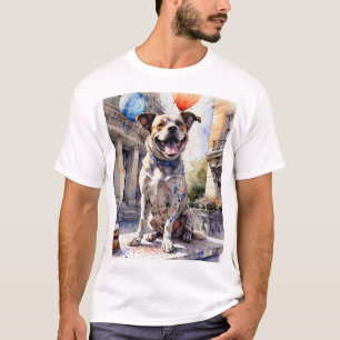 Camiseta Cachorro alegre e colorido