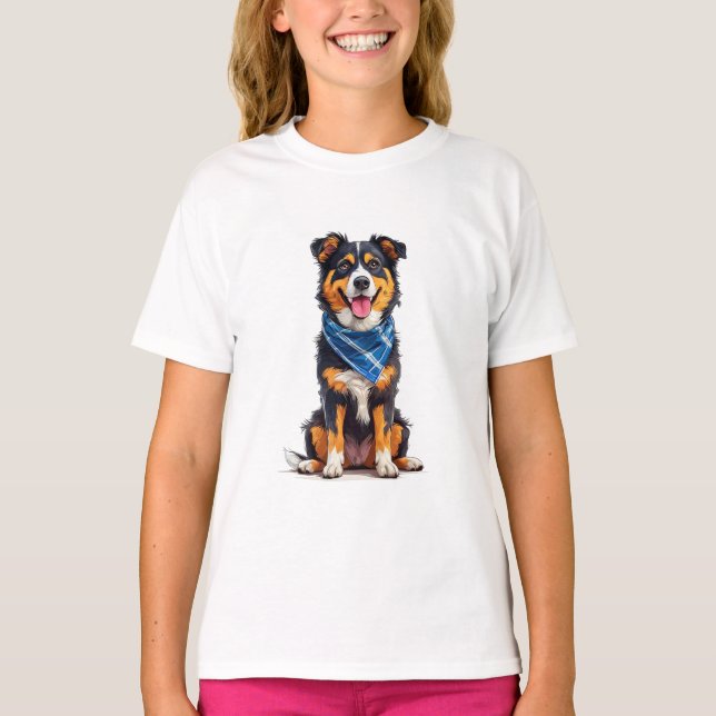Camiseta Cachorro alegre sentado ereto (Frente)