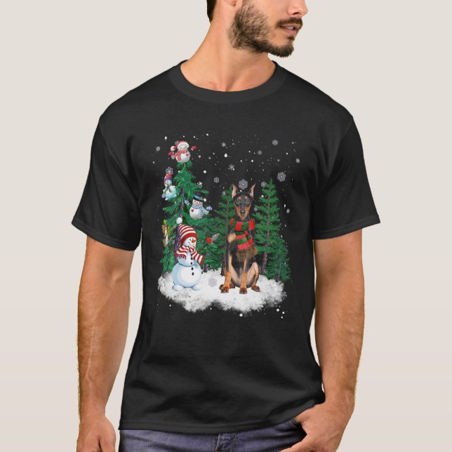 Camiseta Cachorro Alemão Cachorro Natal Snowman Xmas Tree P (Frente)