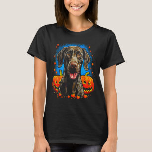 Camiseta Cachorro Alemão de Pointer Curto Halloween Pumpkin