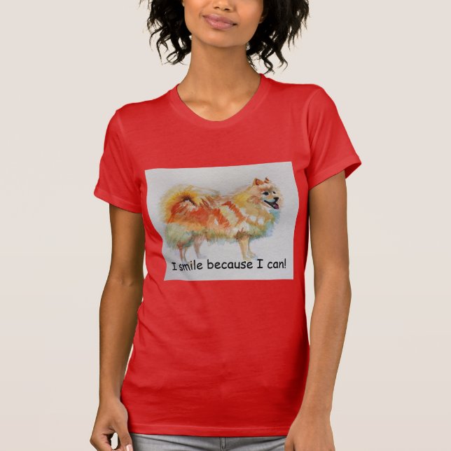 Camiseta Cachorro alemão Spitz 'Eu Sorrio Porque Eu Posso (Frente)